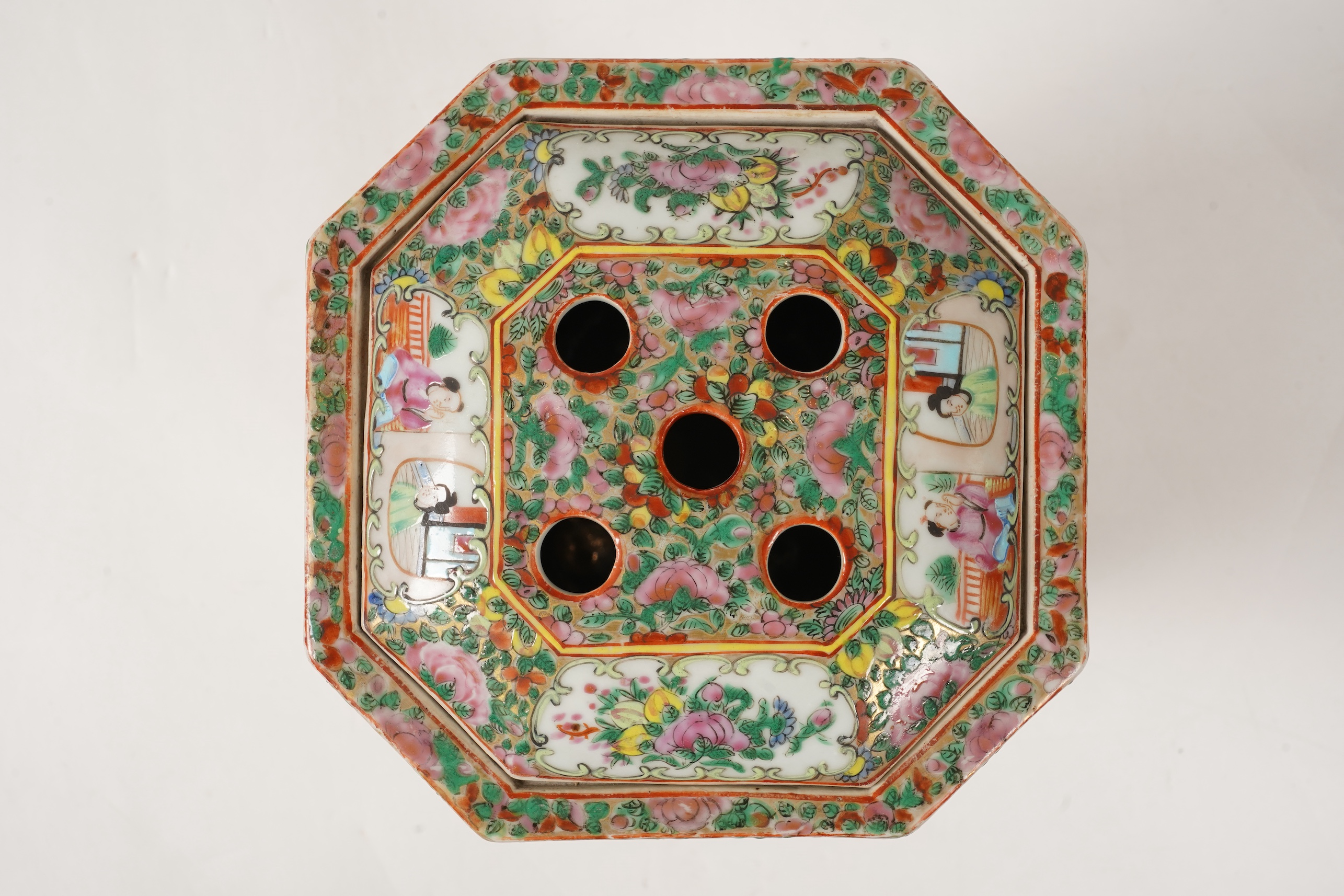 A Chinese famille rose bough pot and cover, Daoguang period (1821-50)